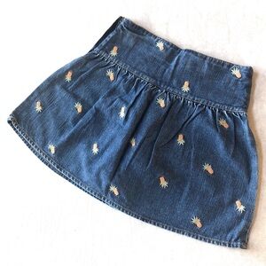 Gymboree Aloha Wahine 100% Cotton Adjustable Waist Side Zipper Denim Skirt SZ 6